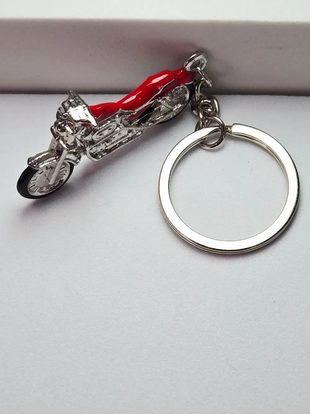 Red Motorcycle Keychain Harley Sportster Style Biker Key Ring Gift Accessory